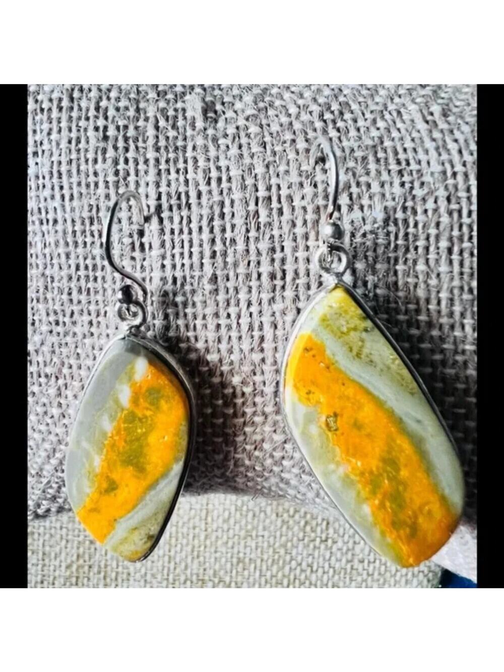 Bumble Bee Jasper & Sterling Silver Earrings beautiful Stone Earrings pierced
